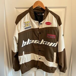 Heibaima International Black, Ivory and Brown Racing Jacket, Large